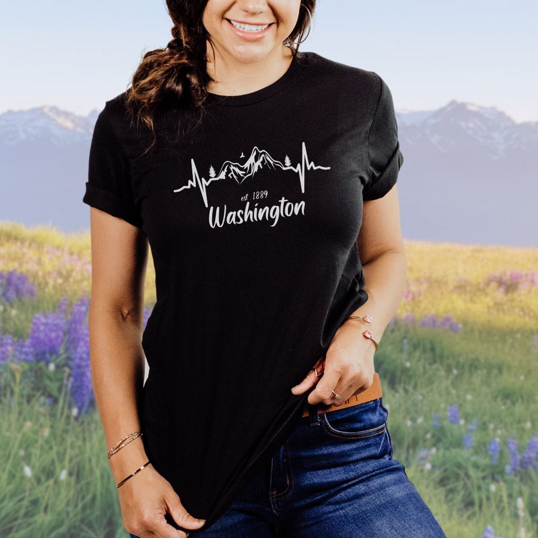 Washington Mountain Heartbeat Softstyle Tee in White