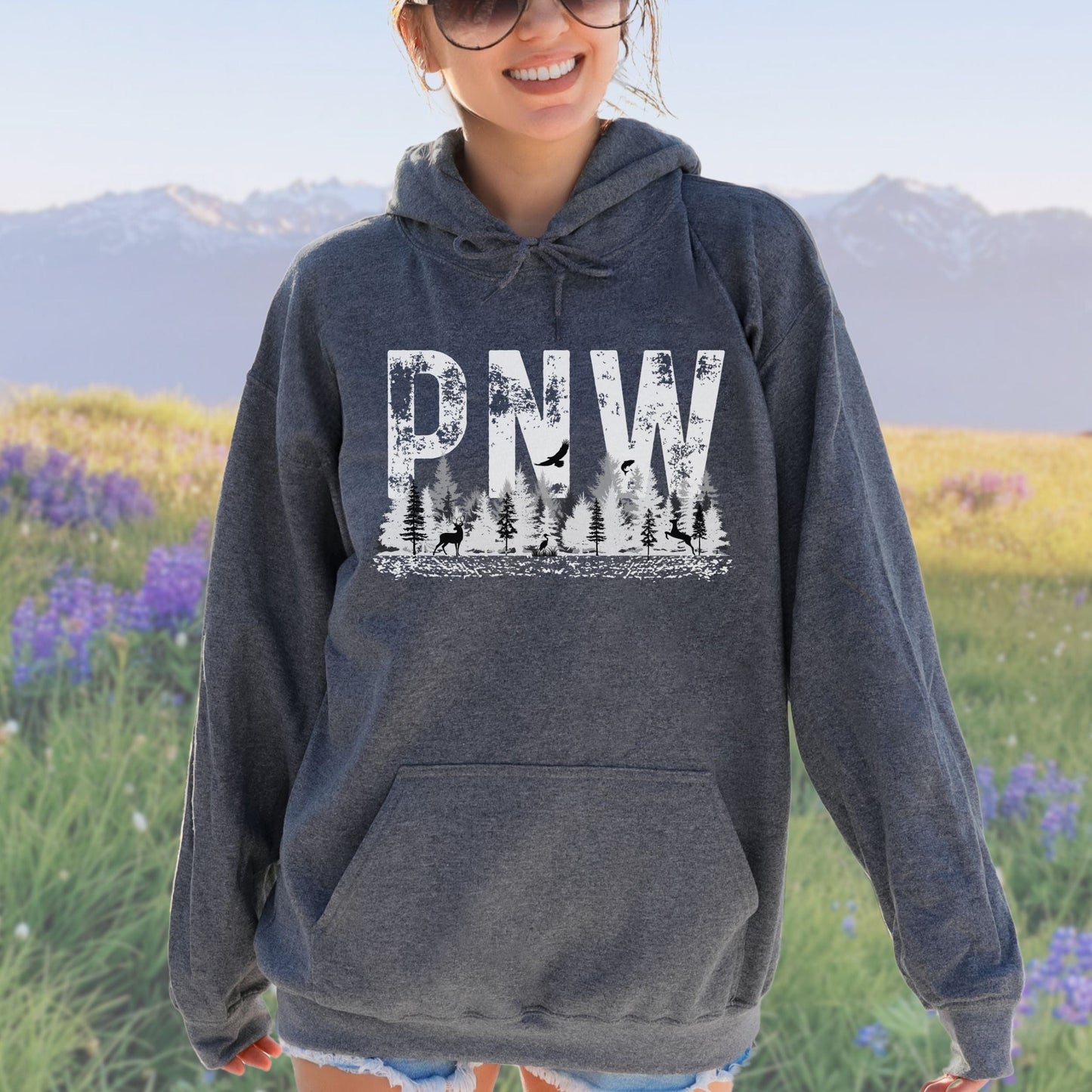PNW Grunge Letters, Softstyle Hoodie