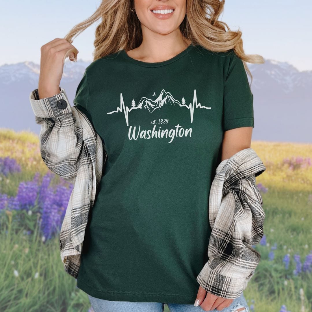Washington Mountain Heartbeat Softstyle Tee in White