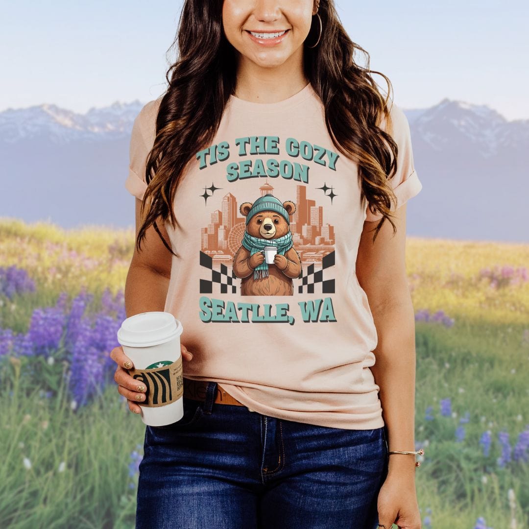 Seattle Cozy Season Bear, Softstyle Tee
