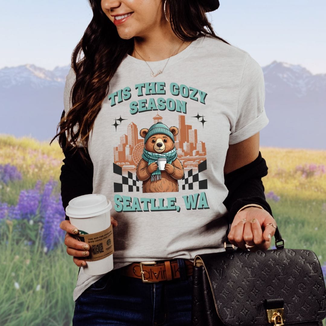Seattle Cozy Season Bear, Softstyle Tee