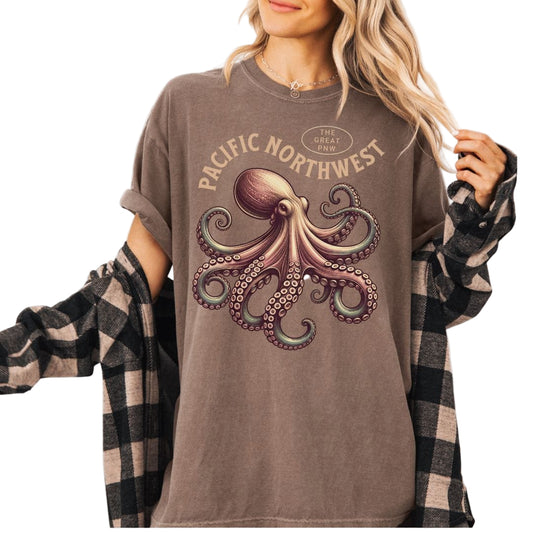 The Great PNW Octopus Vintage Style Tee