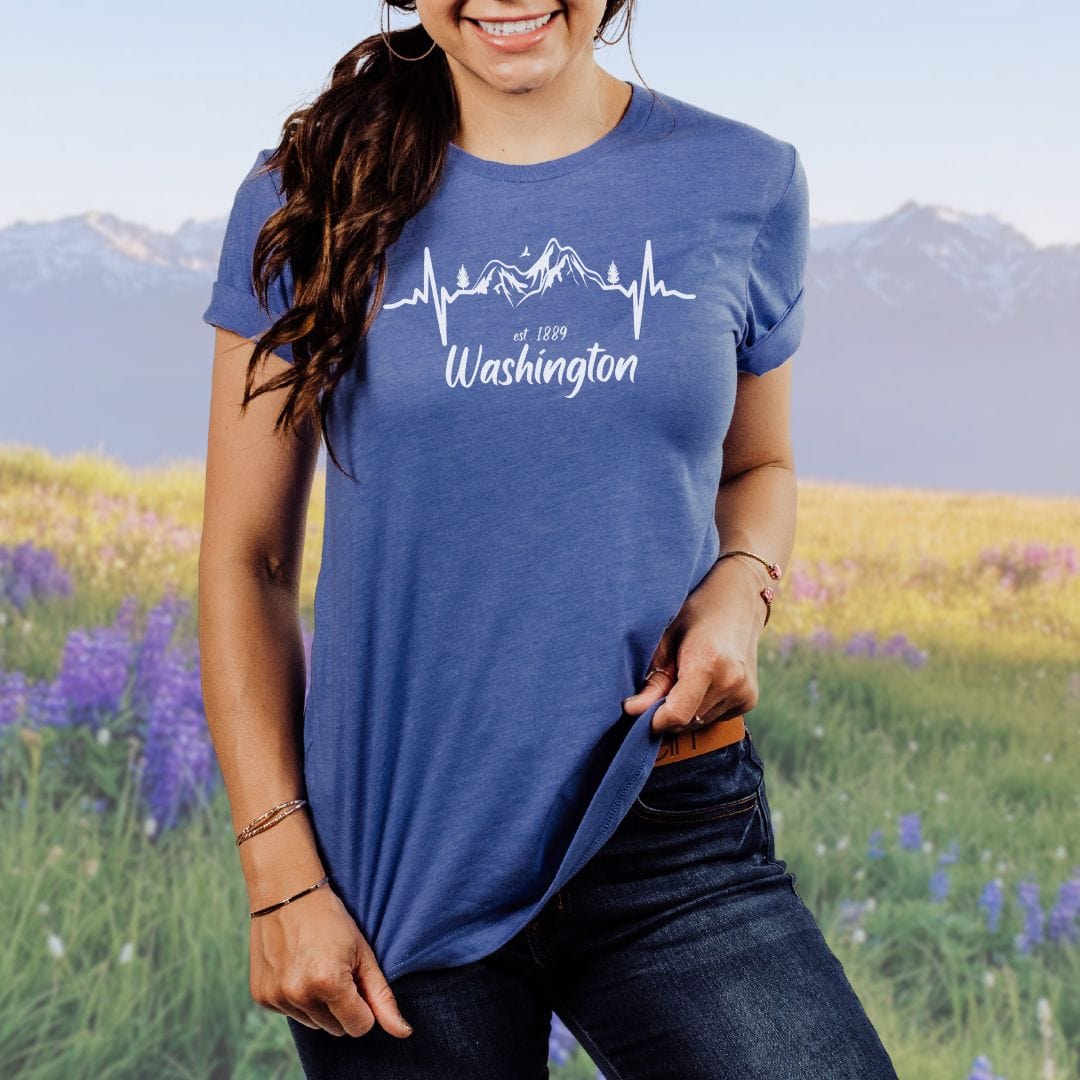Washington Mountain Heartbeat Softstyle Tee in White
