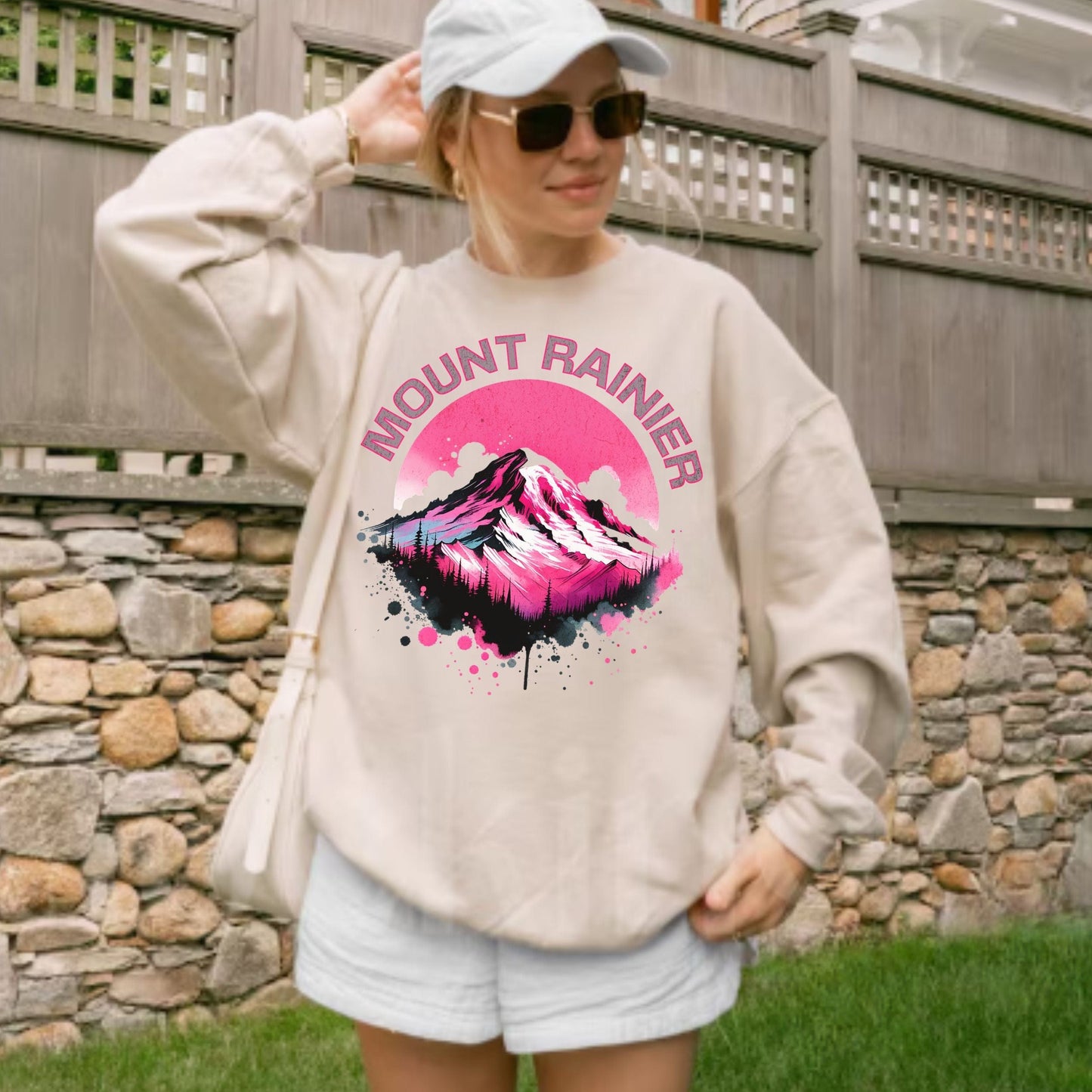 Pink Mount Rainier PNW Softstyle Sweatshirt