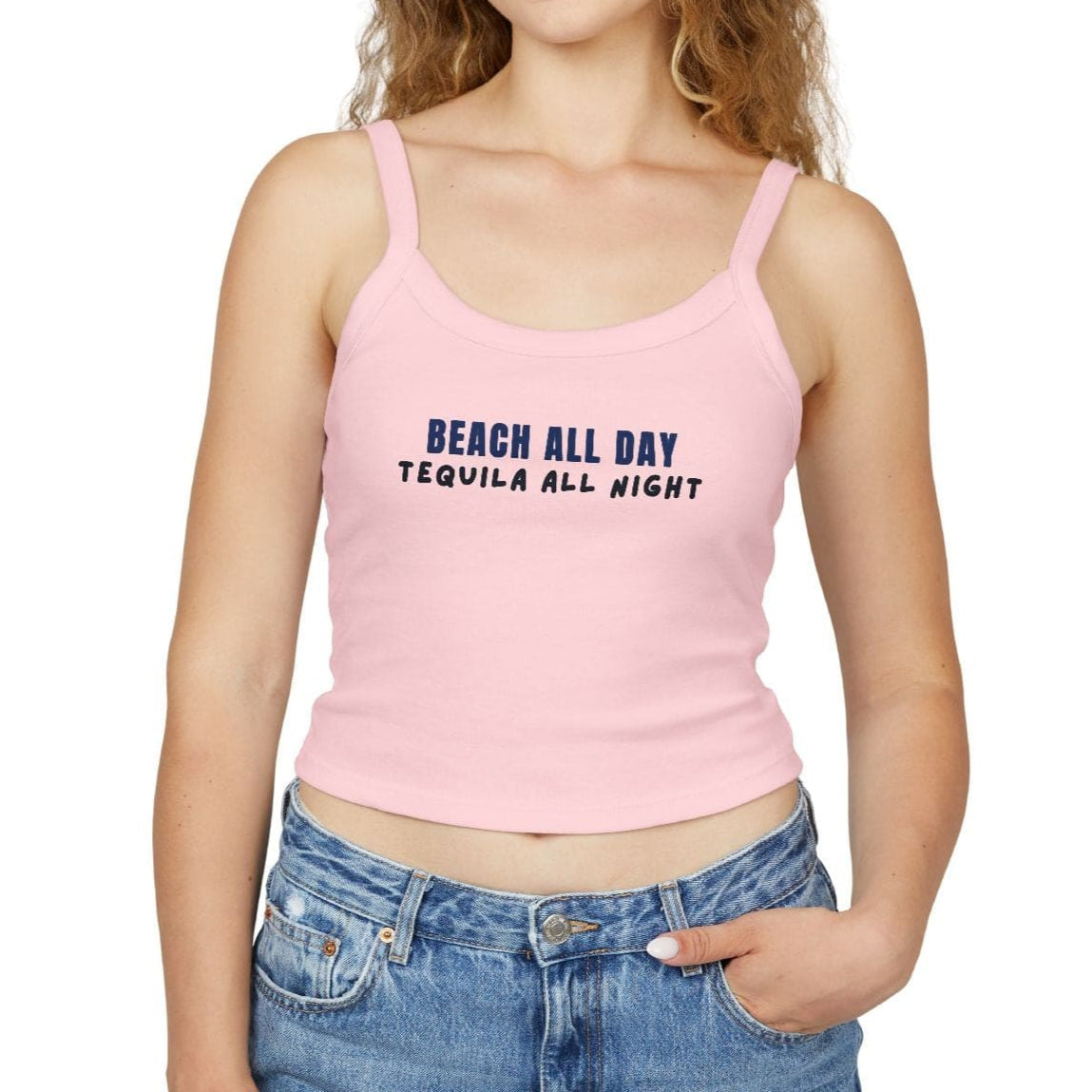 Beach & Tequila Vibes - Spaghetti Strap Crop Top