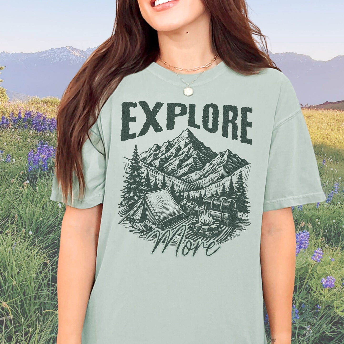 Explore More Camping, Vintage Style Tee