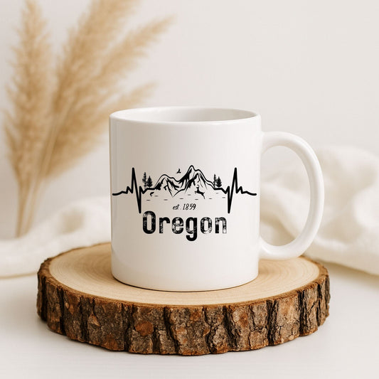 Oregon Mountains Heartbeat - 11oz Ceramic Mug