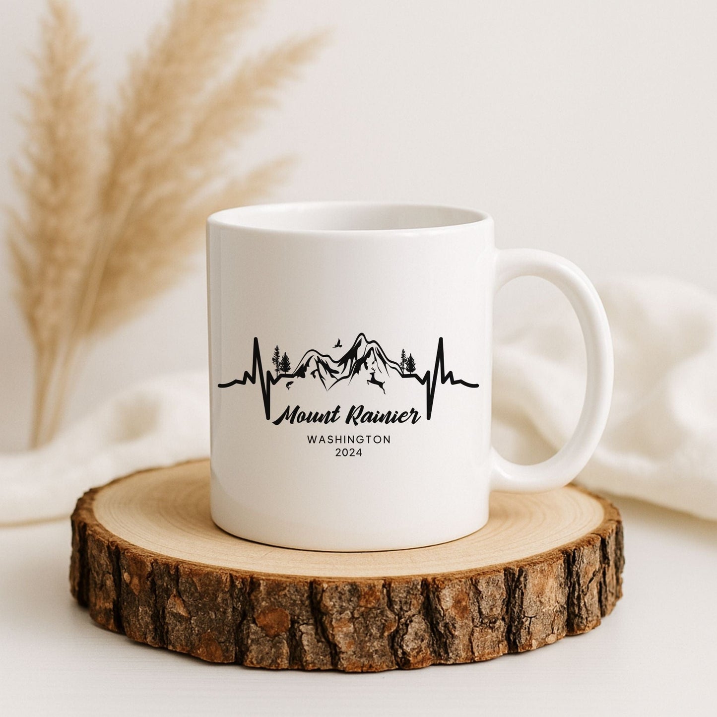 Mt Rainier Mountain Heartbeat - 11oz Ceramic Mug