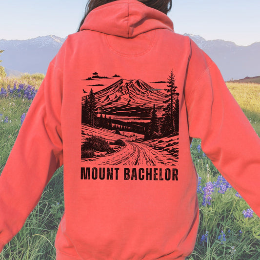Mount Bachelor, Oregon, Back Design, Vintage Style Hoodie
