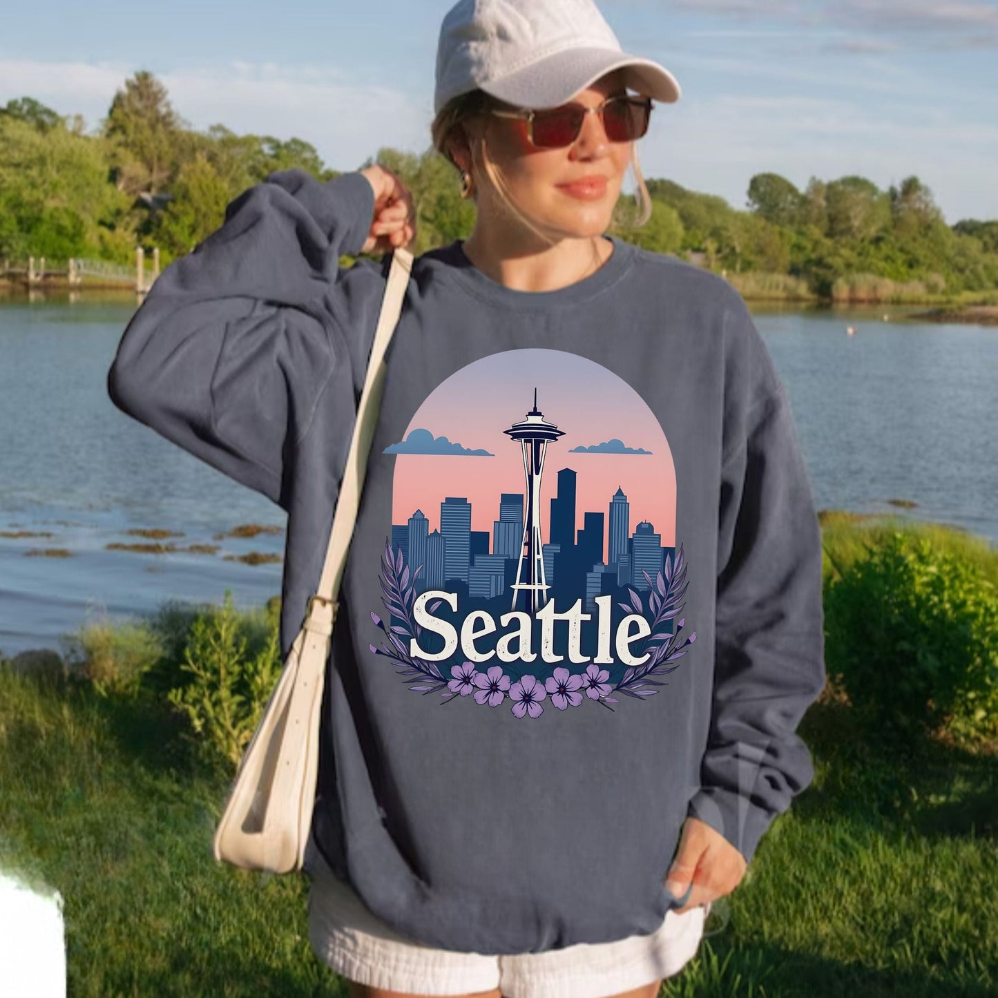 Purple Seattle Dreams Vintage Style Crewneck Sweatshirt