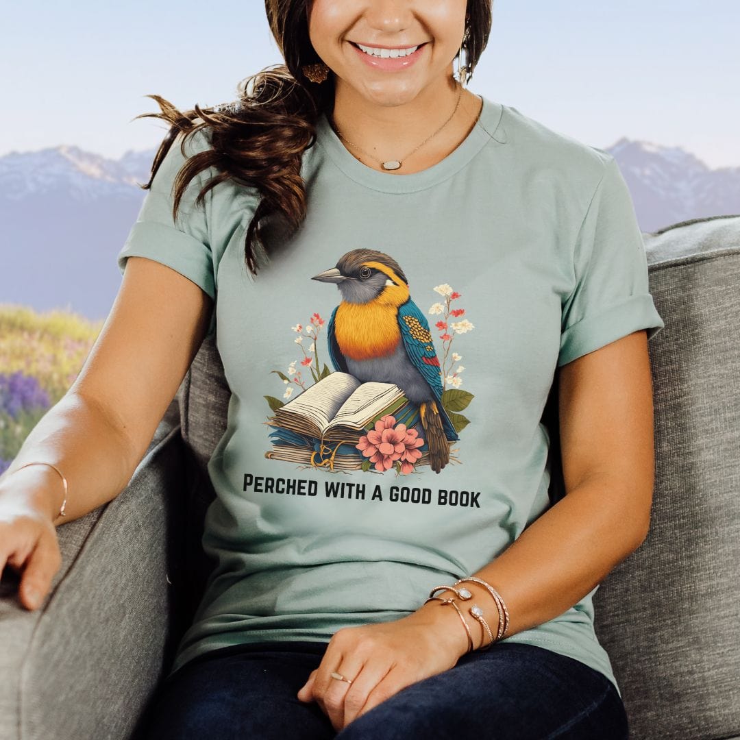Perched with a good book, Softsyle Tee