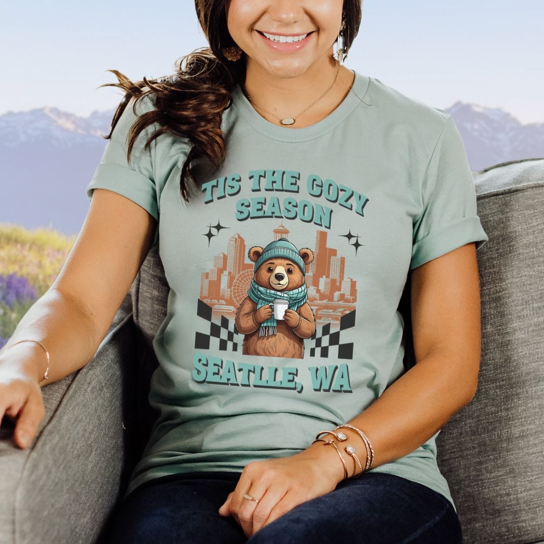 Seattle Cozy Season Bear, Softstyle Tee