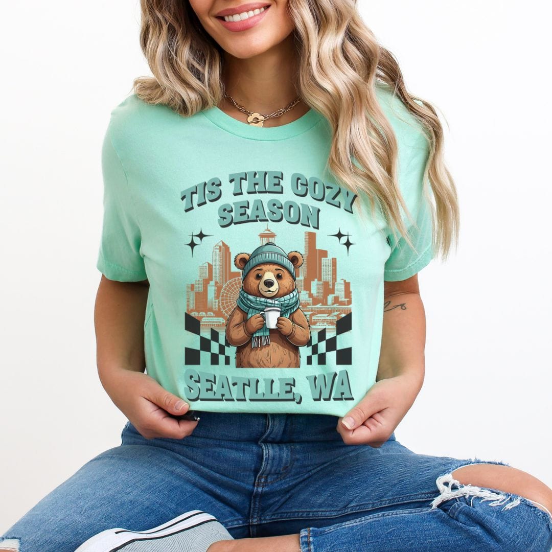 Seattle Cozy Season Bear, Softstyle Tee