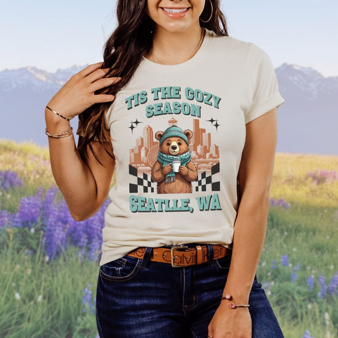 Seattle Cozy Season Bear, Softstyle Tee