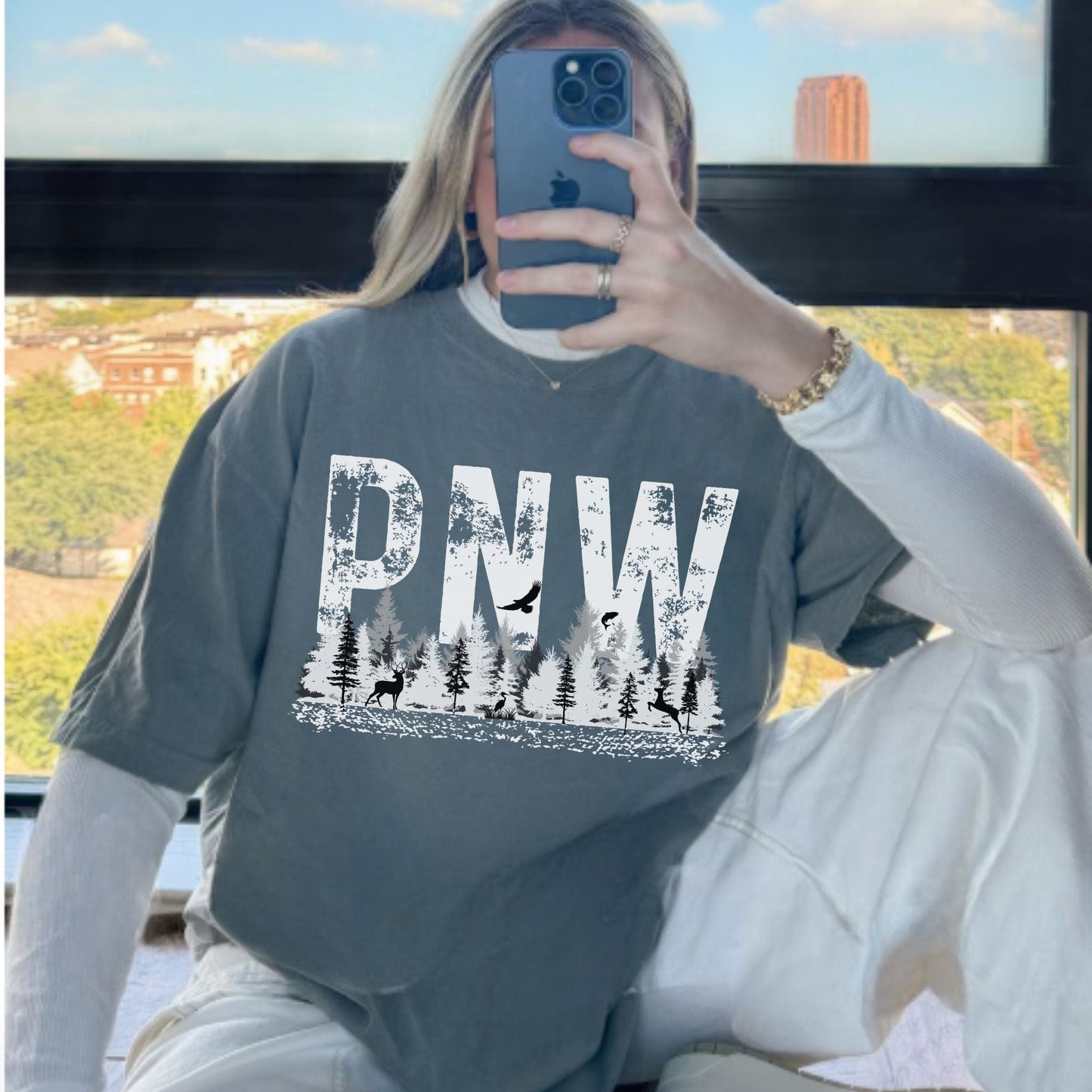 PNW Grunge Letters Vintage Style Tee