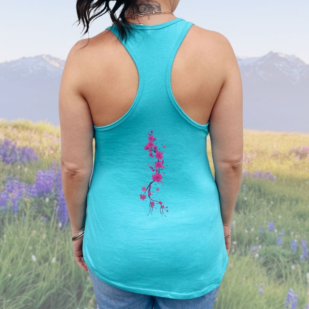 Skull and Cherry Blossoms Tank Top